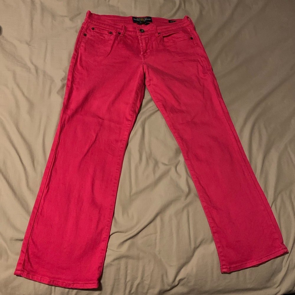Women’s Lucky Brand stretch preowned red denim Ankle length pants Size 6